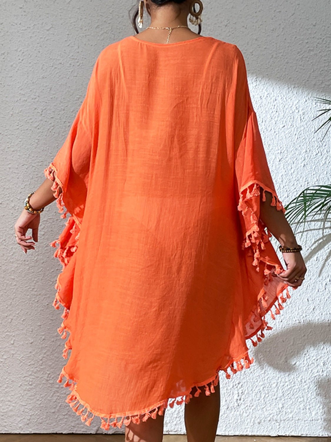 Tassel Cutout Scoop Neck Cover - Up Dress - ViarousViarousViarous