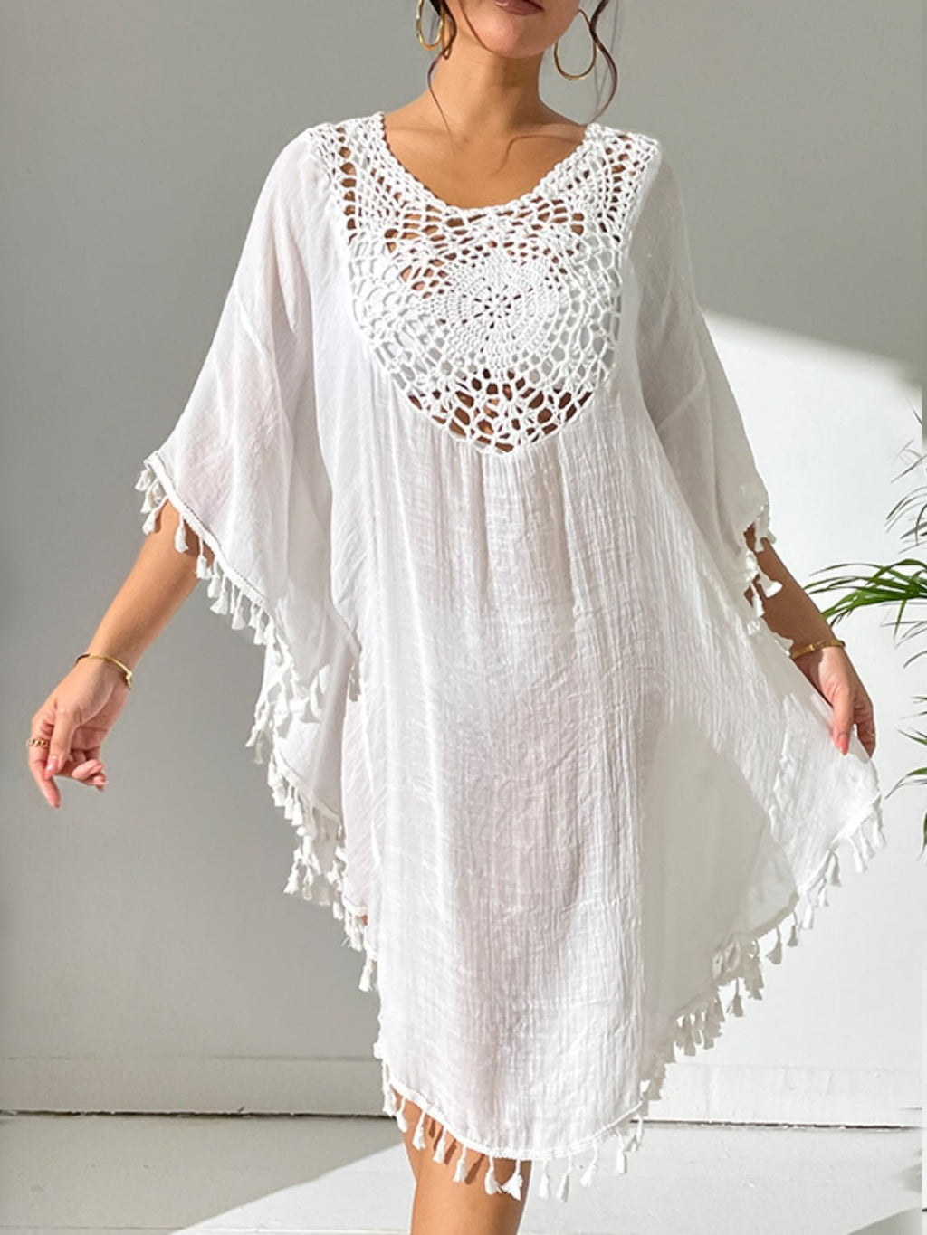 Tassel Cutout Scoop Neck Cover - Up Dress - ViarousViarousViarous