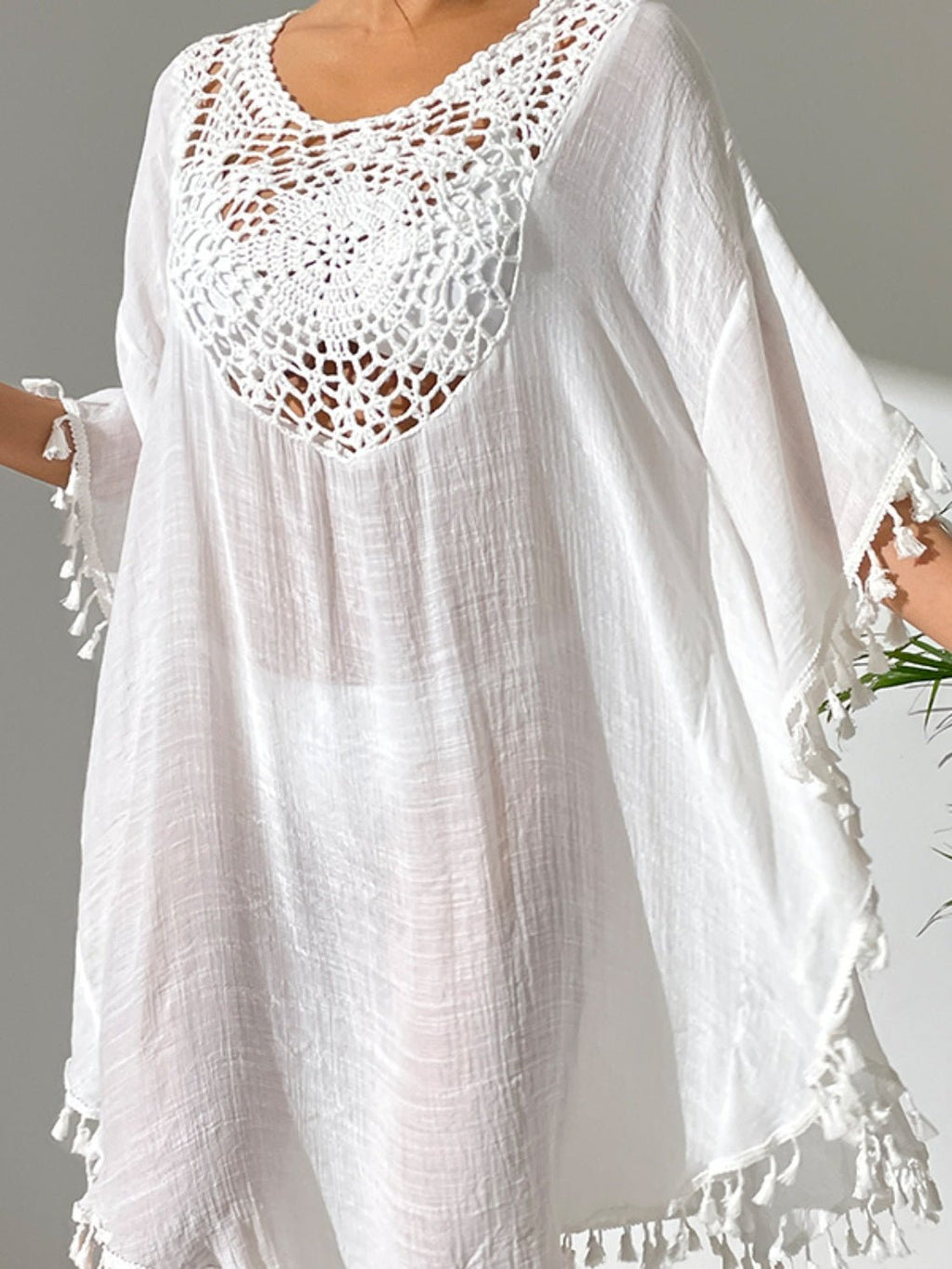 Tassel Cutout Scoop Neck Cover - Up Dress - ViarousViarousViarous