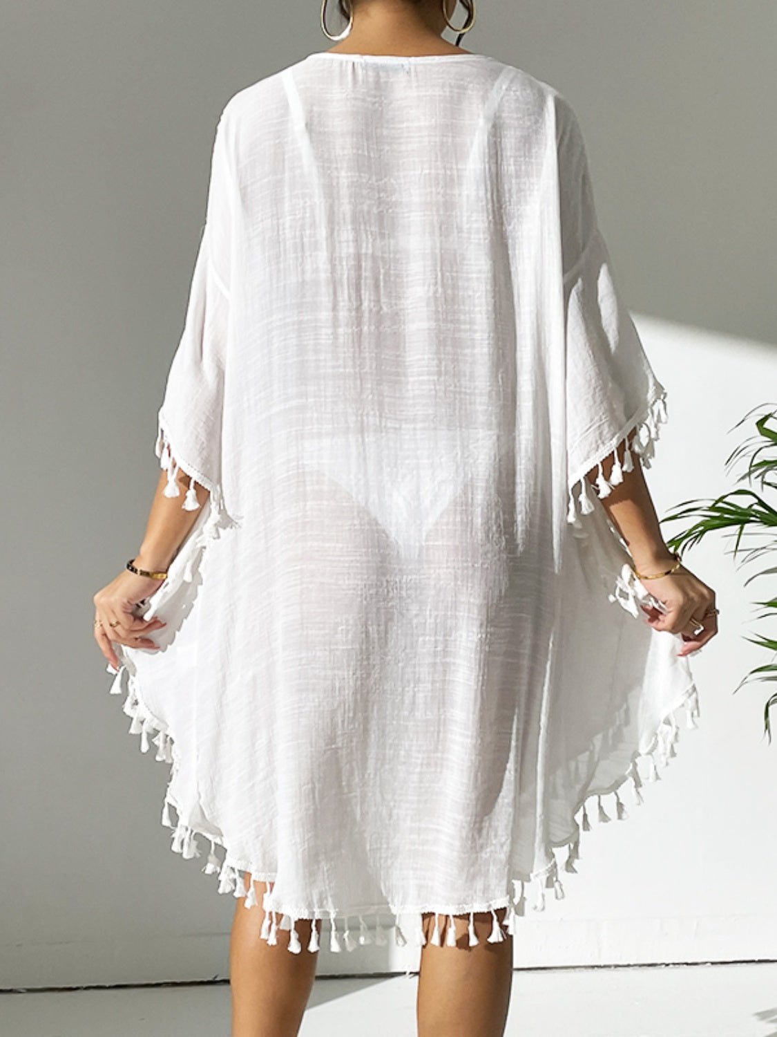 Tassel Cutout Scoop Neck Cover - Up Dress - ViarousViarousViarous