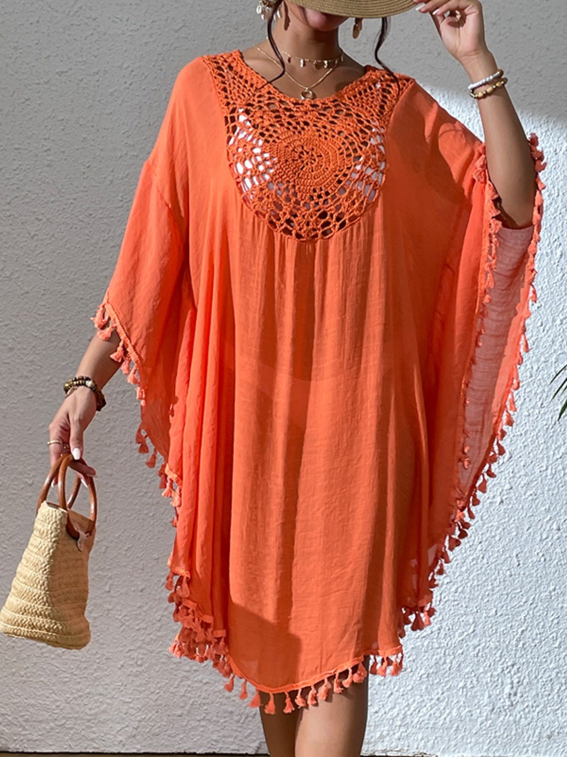 Tassel Cutout Scoop Neck Cover - Up Dress - ViarousViarousViarous