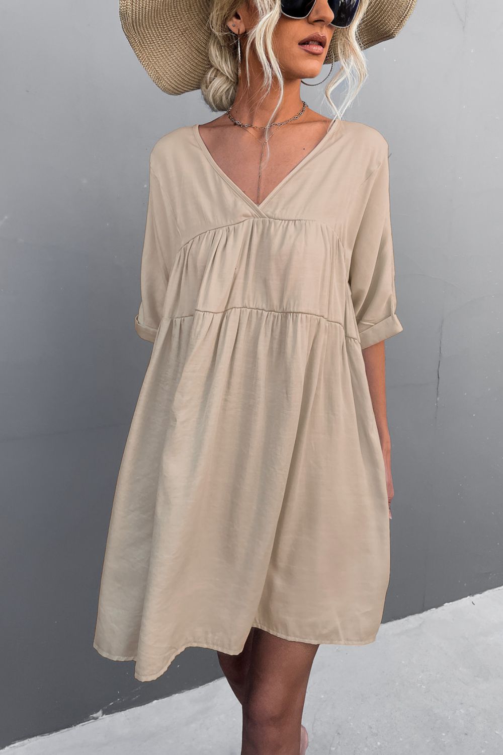 Tie Back Pocket Mini Dress - ViarousViarousViarous