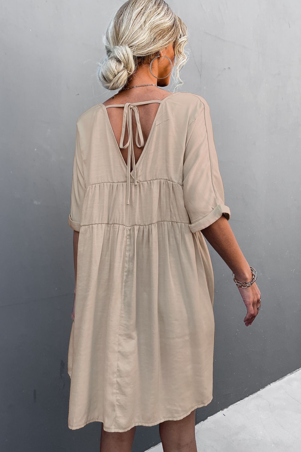 Tie Back Pocket Mini Dress - ViarousViarousViarous