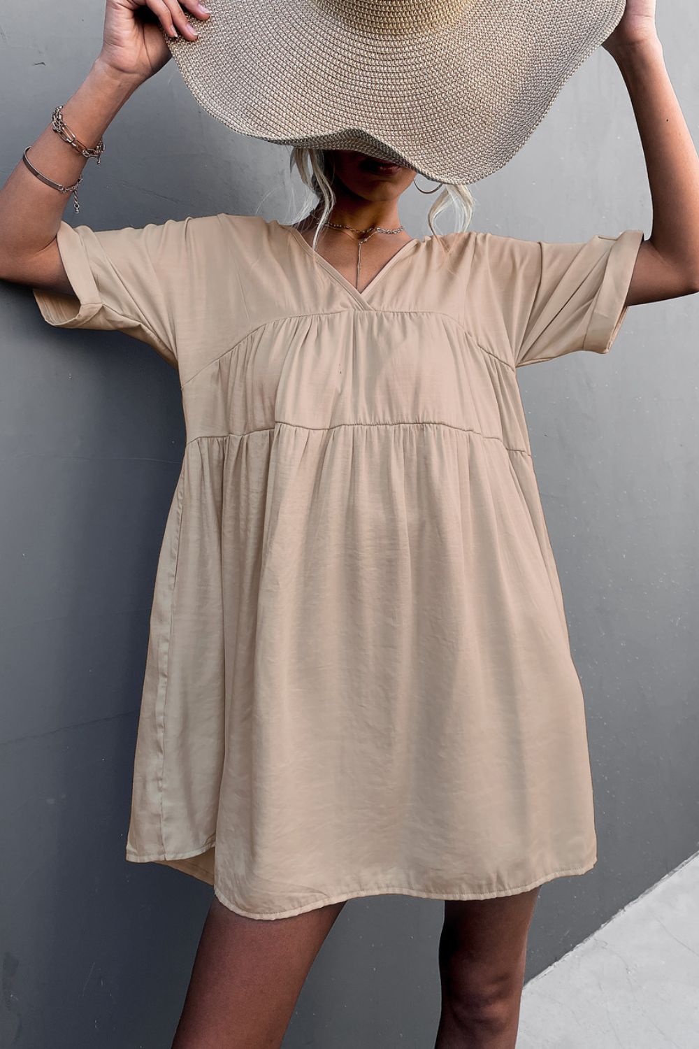 Tie Back Pocket Mini Dress - ViarousViarousViarous