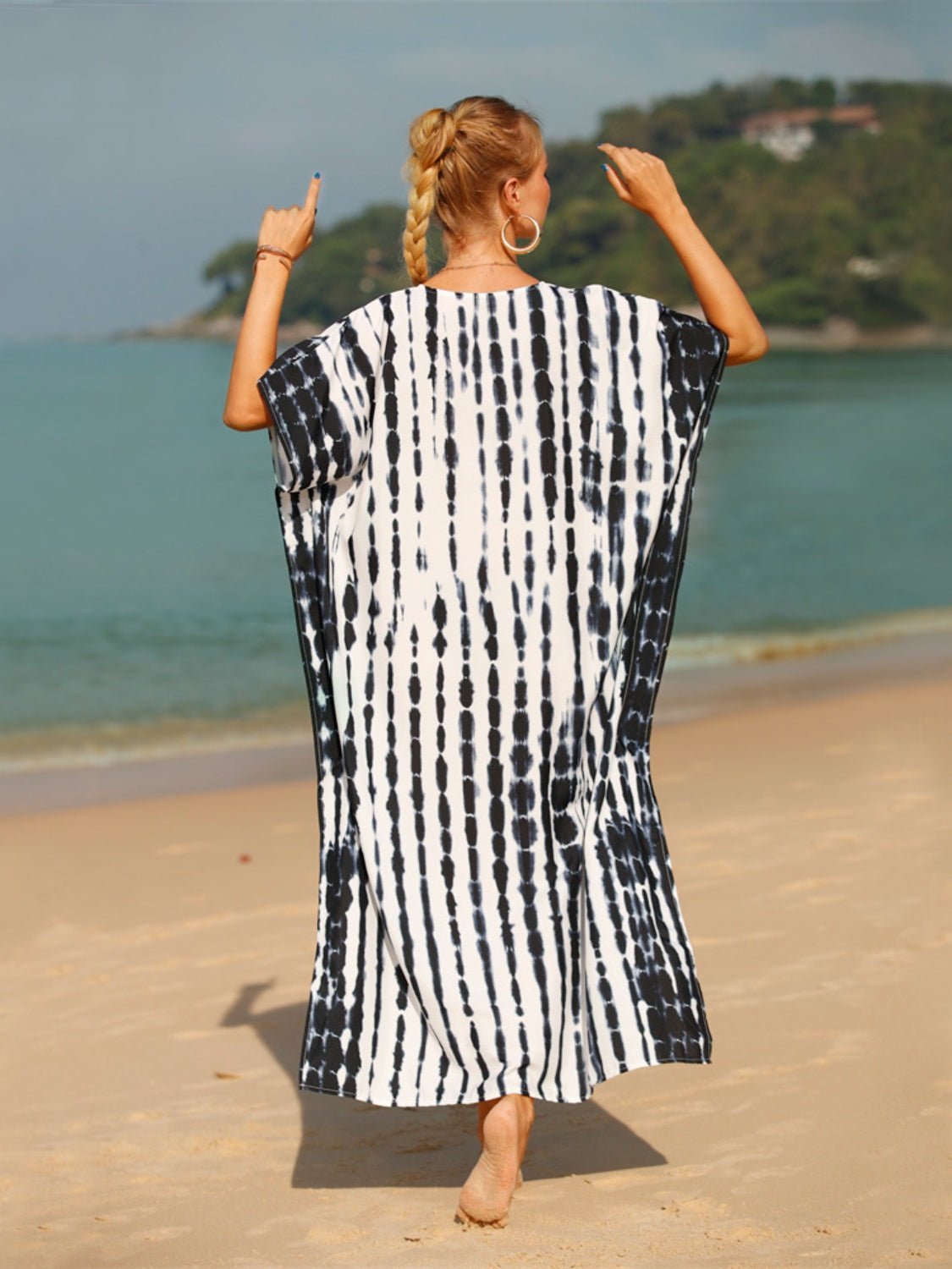 Tie - Dye V - Neck Half Sleeve Cover - Up - ViarousViarousViarous