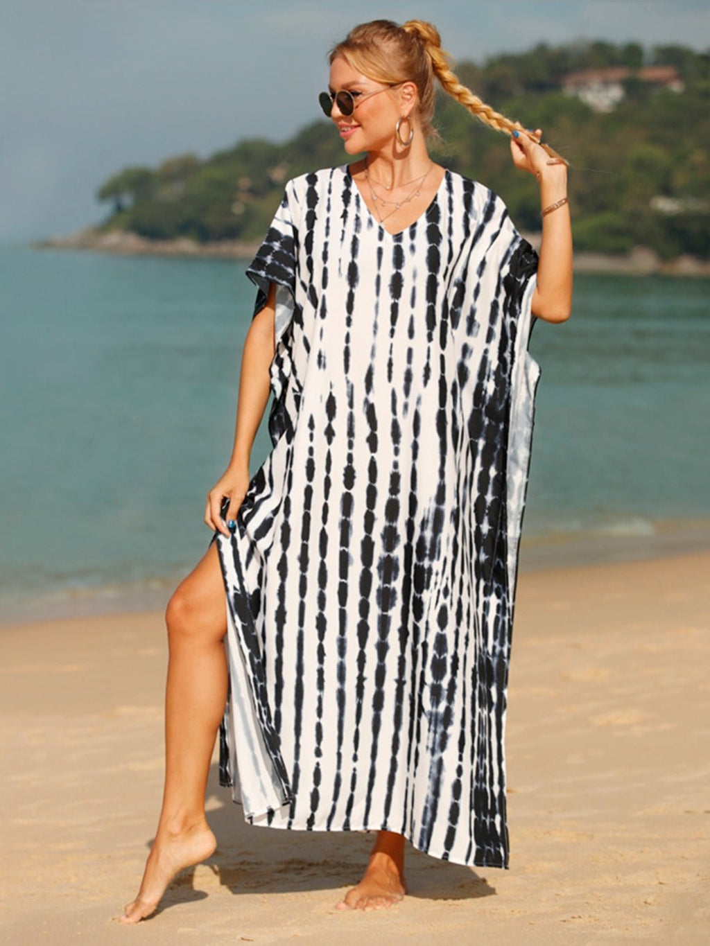 Tie - Dye V - Neck Half Sleeve Cover - Up - ViarousViarousViarous
