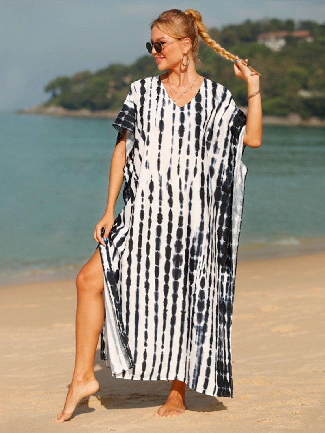 Tie - Dye V - Neck Half Sleeve Cover - Up - ViarousViarousViarous