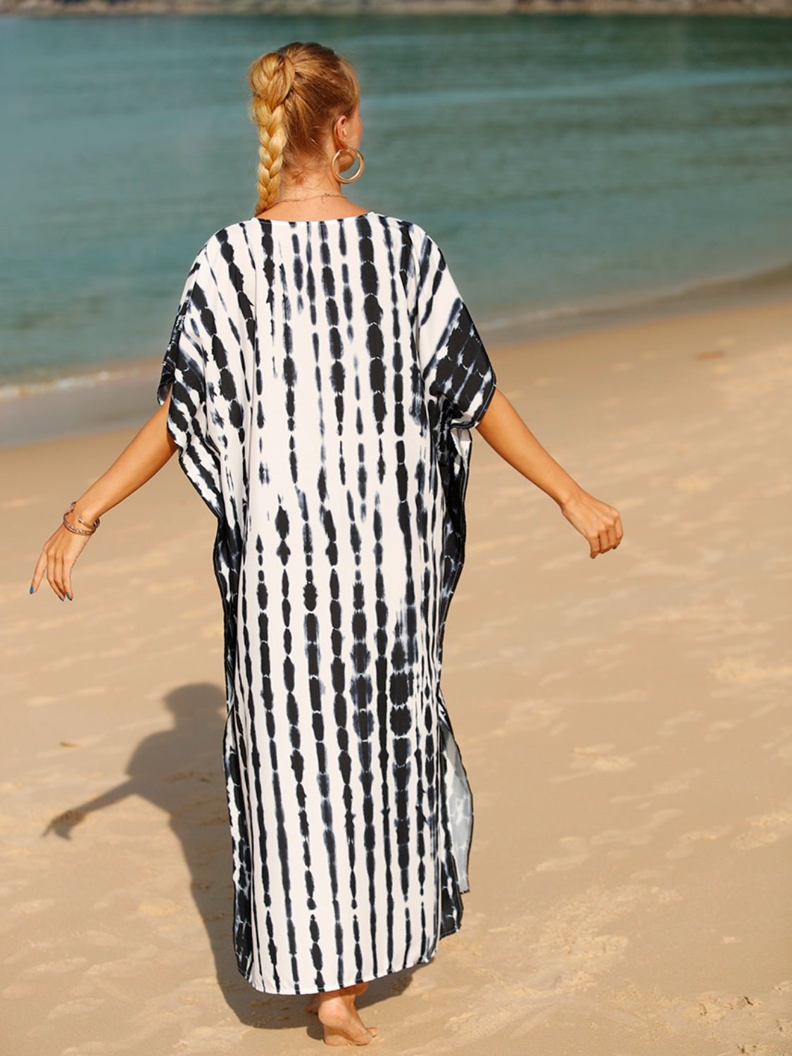 Tie - Dye V - Neck Half Sleeve Cover - Up - ViarousViarousViarous