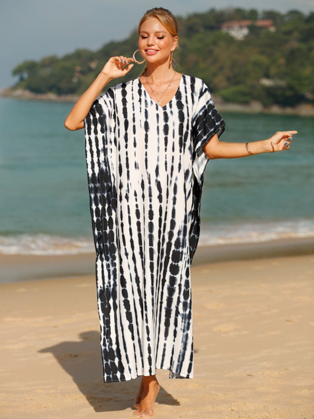 Tie - Dye V - Neck Half Sleeve Cover - Up - ViarousViarousViarous
