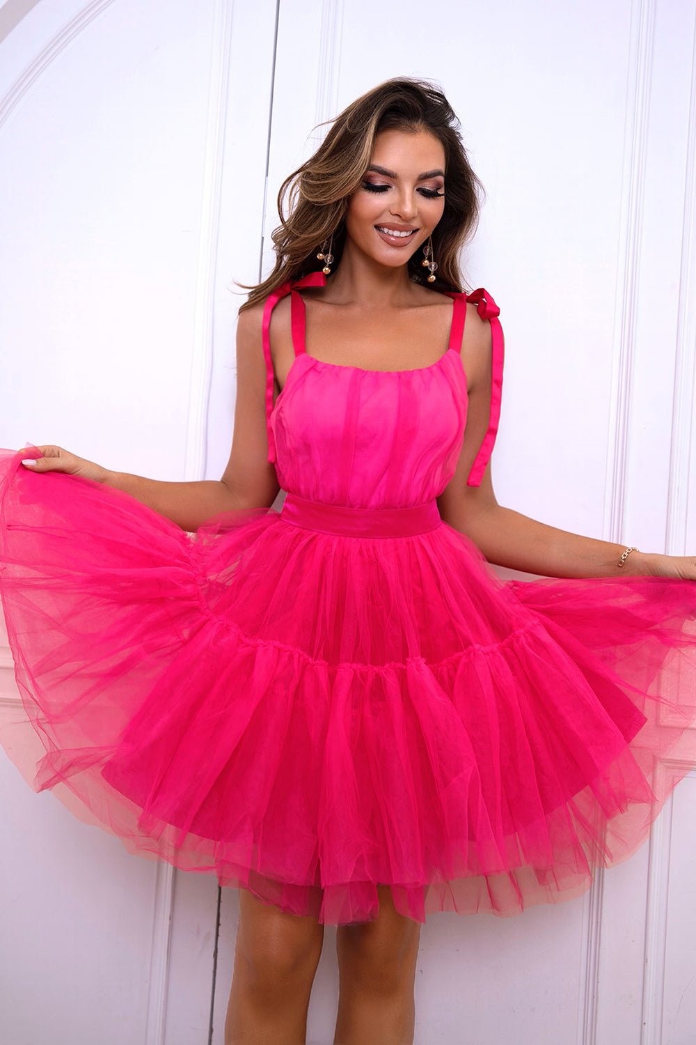 Tie - Shoulder Mesh Dress - ViarousViarousViarous