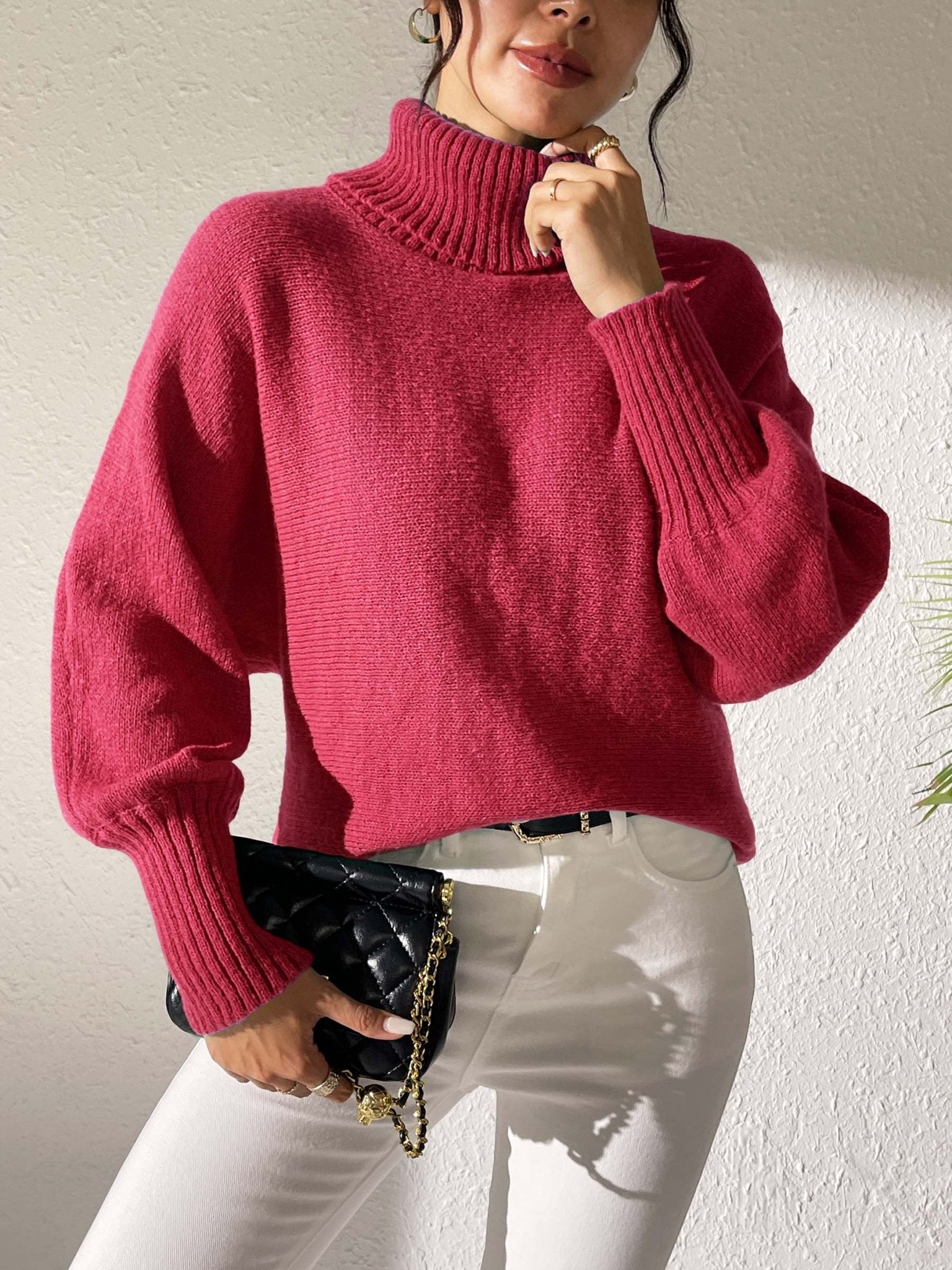Turtleneck Long Sleeve Sweater - ViarousViarousViarous