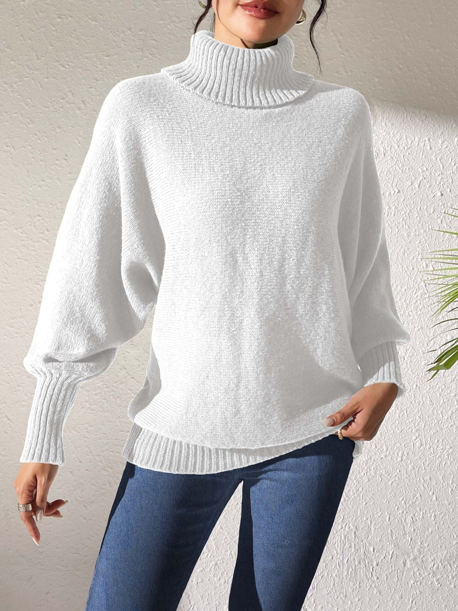 Turtleneck Long Sleeve Sweater - ViarousViarousViarous