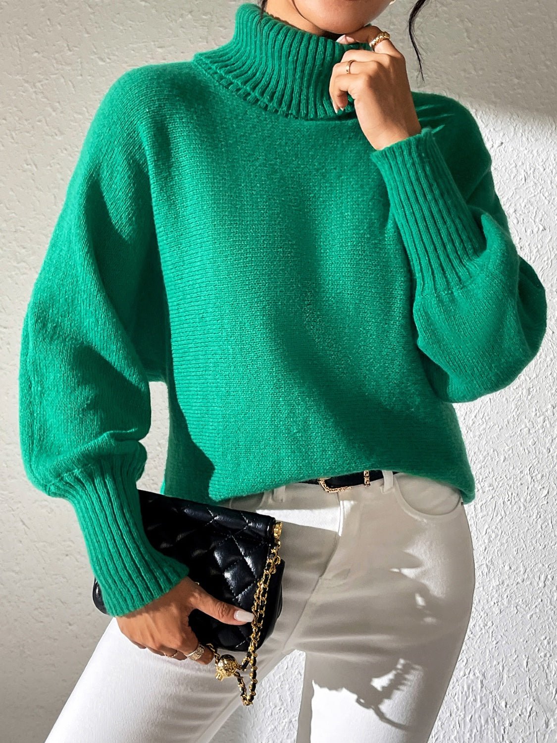 Turtleneck Long Sleeve Sweater - ViarousViarousViarous