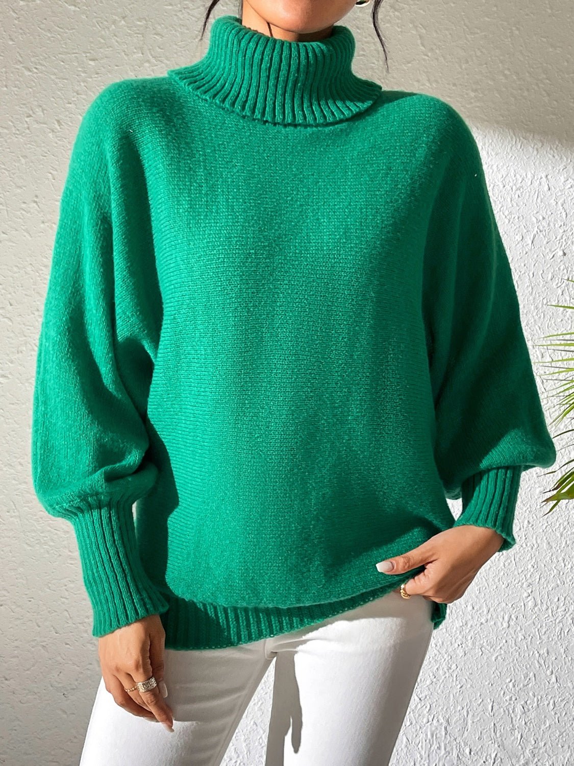 Turtleneck Long Sleeve Sweater - ViarousViarousViarous