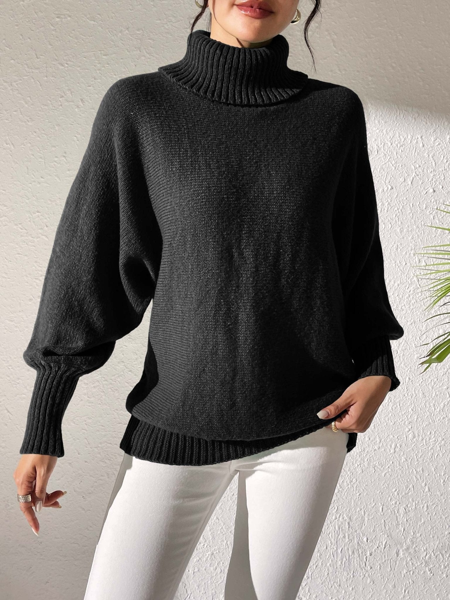 Turtleneck Long Sleeve Sweater - ViarousViarousViarous