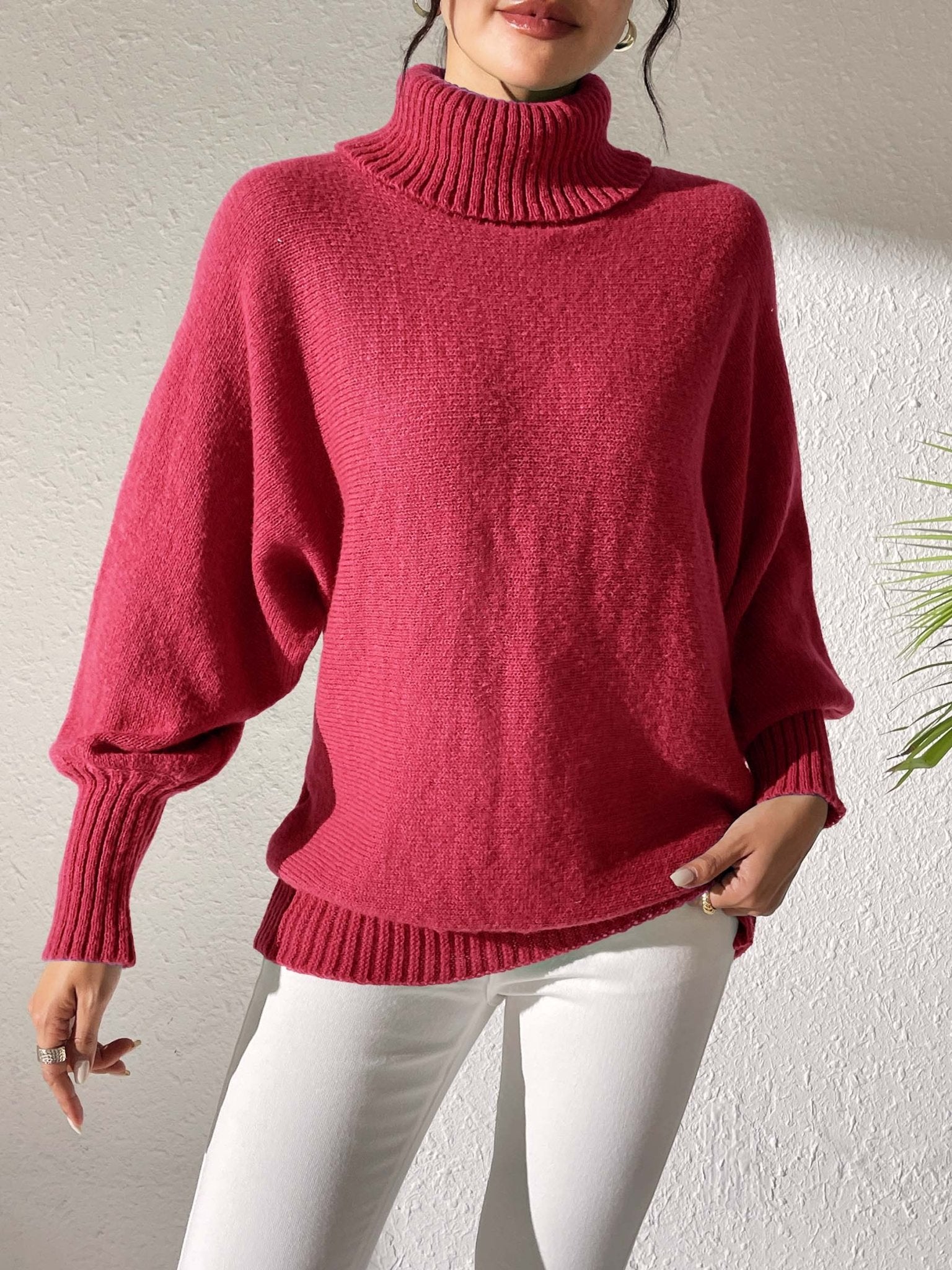 Turtleneck Long Sleeve Sweater - ViarousViarousViarous
