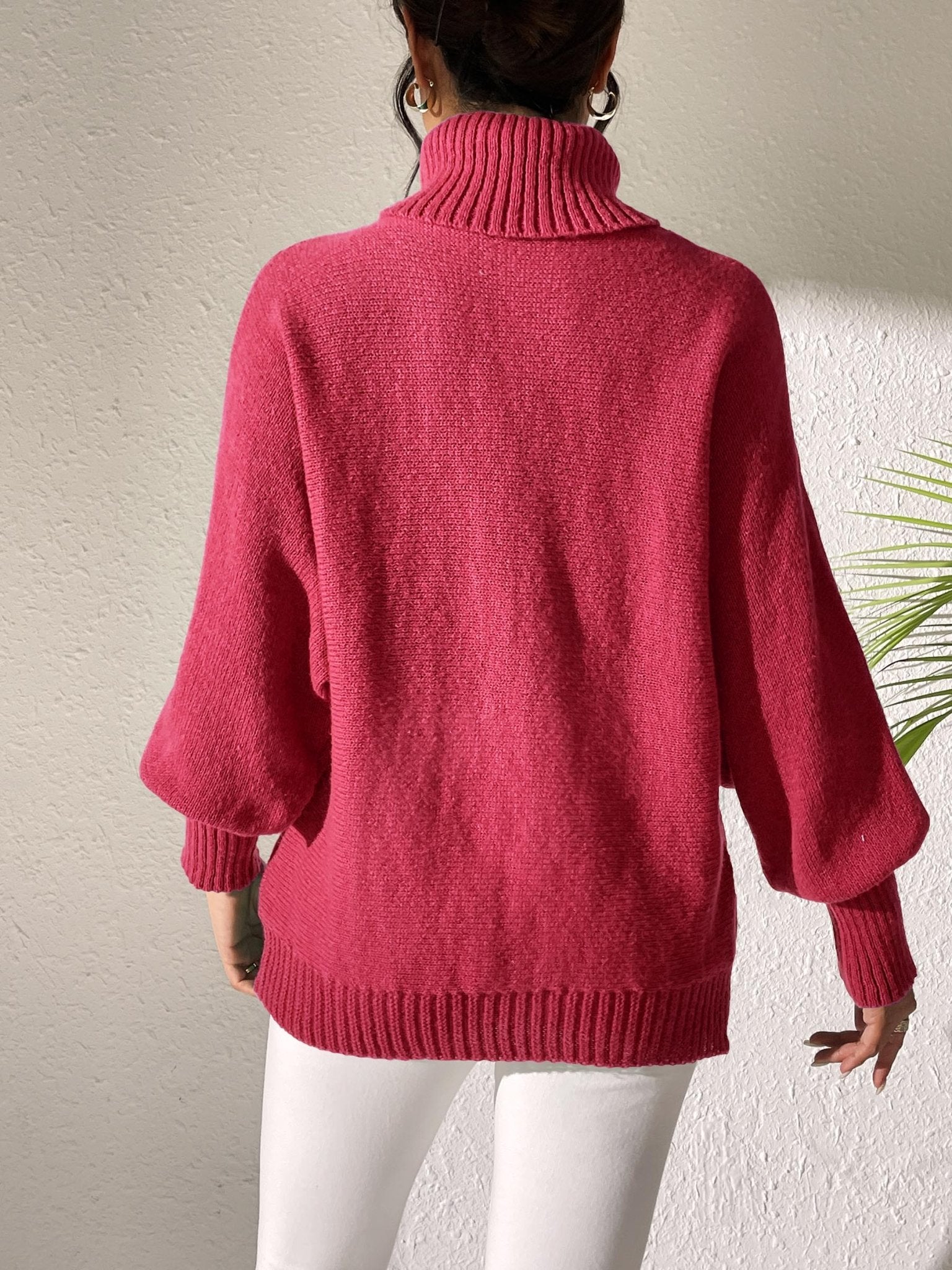 Turtleneck Long Sleeve Sweater - ViarousViarousViarous