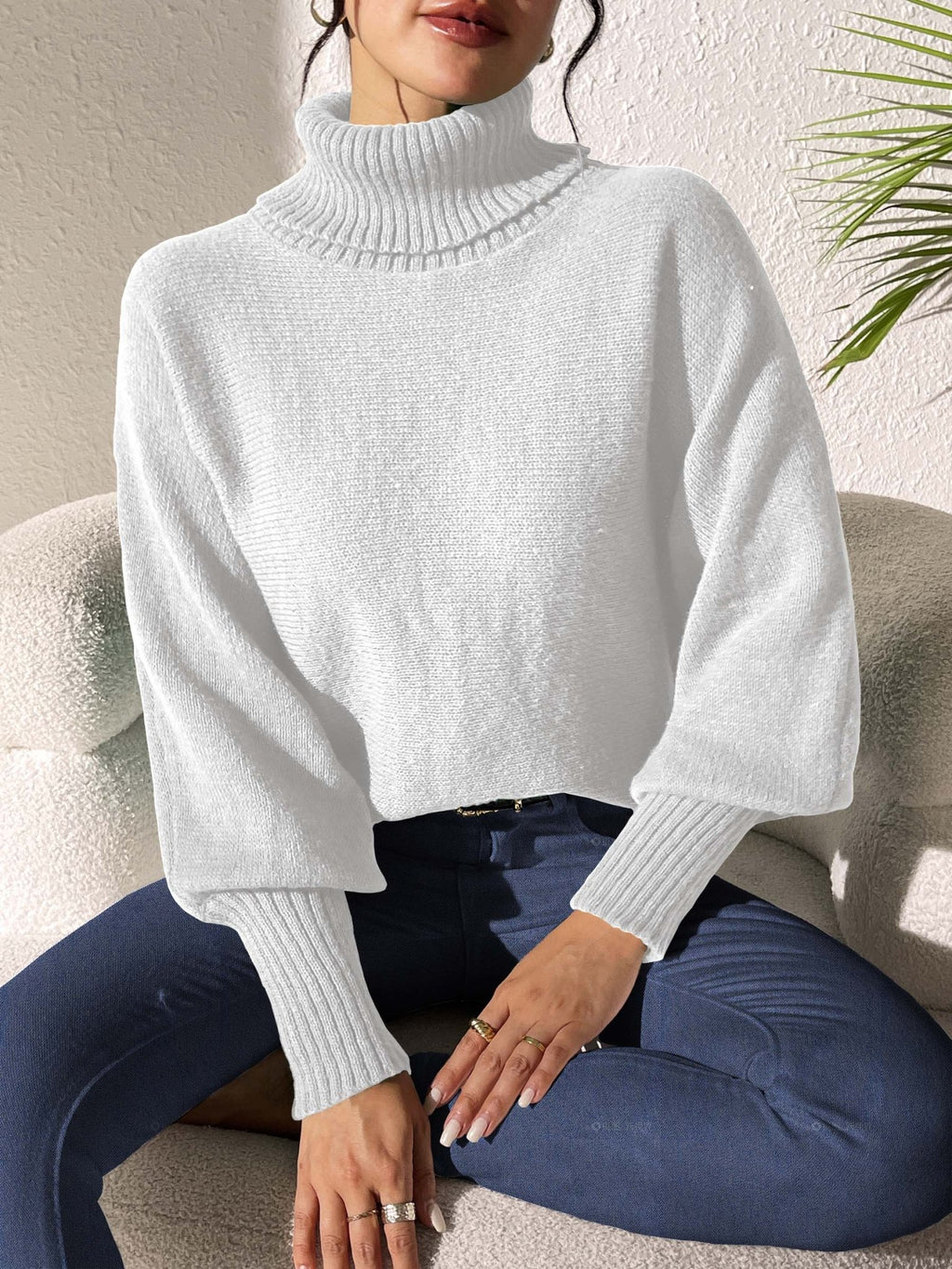 Turtleneck Long Sleeve Sweater - ViarousViarousViarous