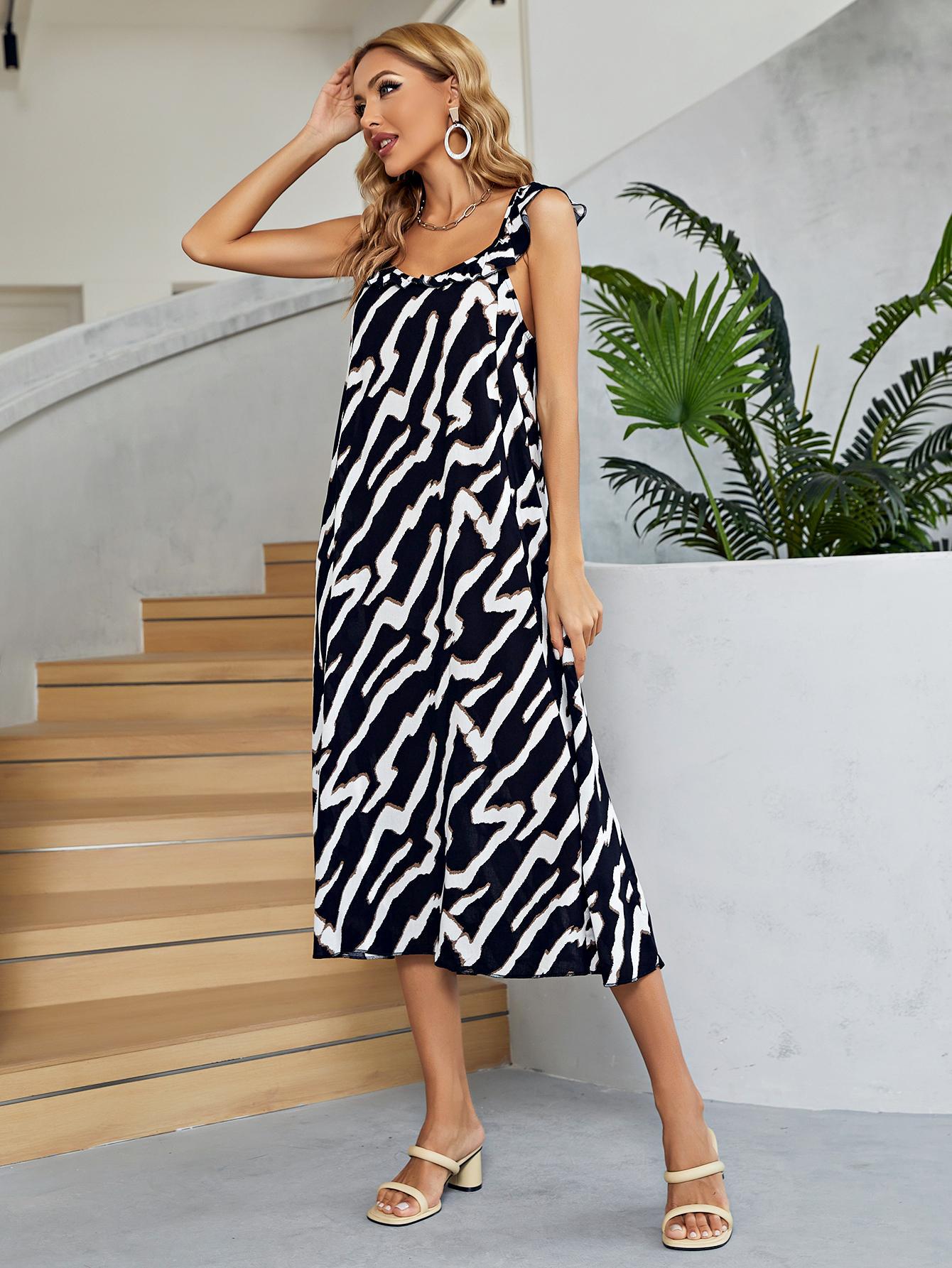 Two - Tone Low Back Midi Dress - ViarousViarousViarous