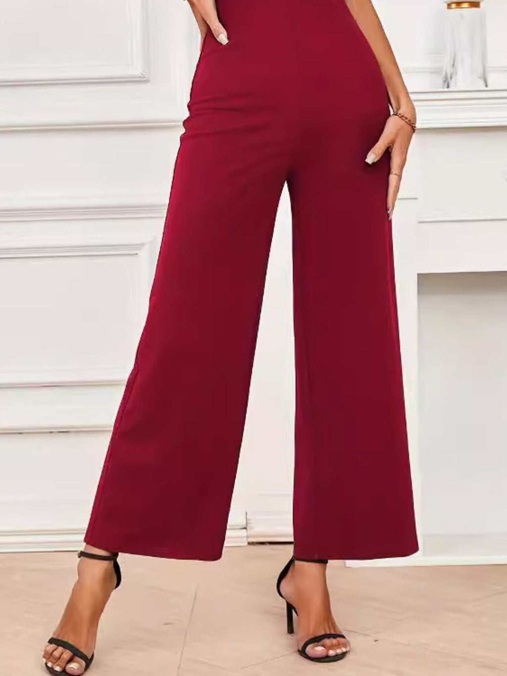 V - Neck Flutter Sleeve Jumpsuit - ViarousViarousViarous